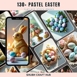 Pastel Easter Stock Photos Bundle| Aesthetic spring Images| Easter Social Media Content|Holiday Lifestyle Flatlay Images | Egg Hunt photos