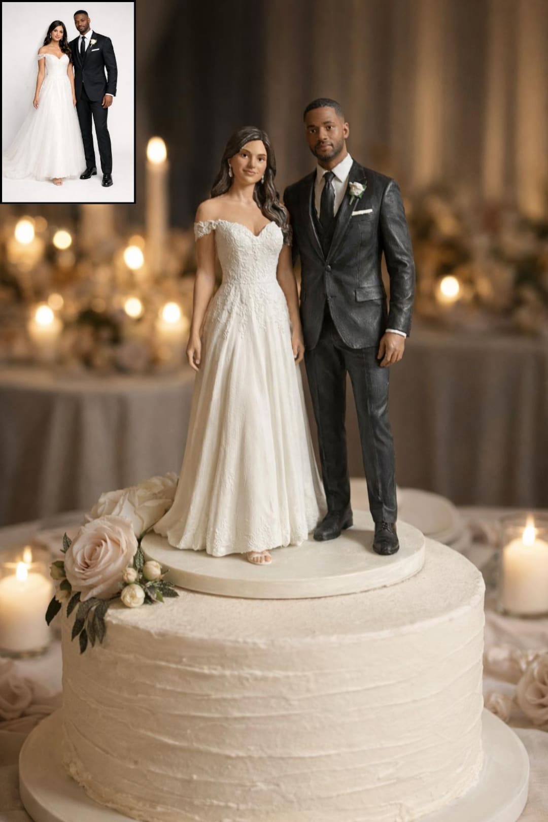 Interracial Wedding Cake Topper Custom Mixed Race Couple Figurine ...