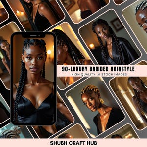 Luxury Braided Hairstyles Stock Photos: Black Woman Beauty Images (Digital Download)