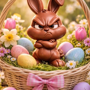 Printable chocolate bunny grumpy