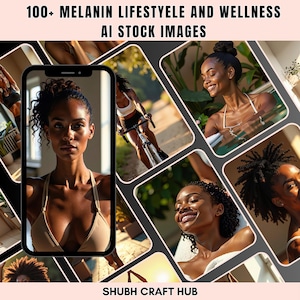 Melanin Women Lifestyle Stock Photos | Business, Wellness, Fitness & Yoga | AI Black Women stock Images, Healthy Lifestyle,social media post