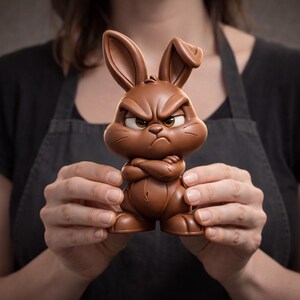 Angry chocolate bunny figurine STL