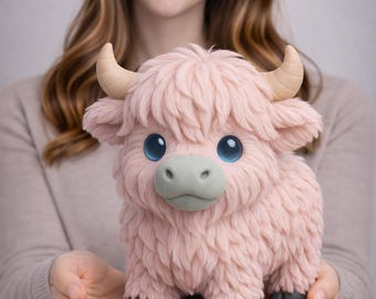 Cute Kawaii Highland Cow STL File | Chibi Cow 3D Print Model | Adorable Animal Figurine STL | Desk Decor Gift Collectible