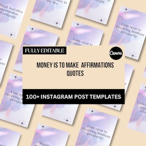 100+ Geld Affirmation Instagram Zitiert Vorlagen, Inspirierende Zitate Bündel, Canva bearbeitbare Instagram Vorlage, Insta Zitat Post, Reichtum