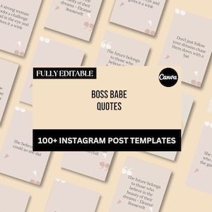 100+ Boss Babe instagram Quotes Templates, Inspirational quotes Bundle,Canva editable Instagram Template, Insta Quote post, Lady Boss