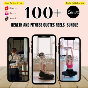 Rollen met gezondheids- en fitnesscitaten: canvasjablonen voor sociale media (digitale download)