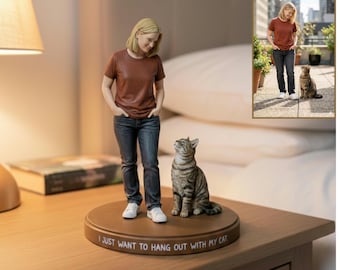 Personalized Dog Figurine from Photo with Owner, Custom 3D Pet Memorial Sculpture, Handmade Remembrance Keepsake Gift