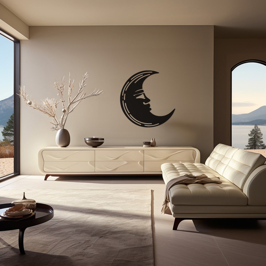 Crescent Moon Metal Wall Art for Bedroom Nursery Chic Lunar - Etsy