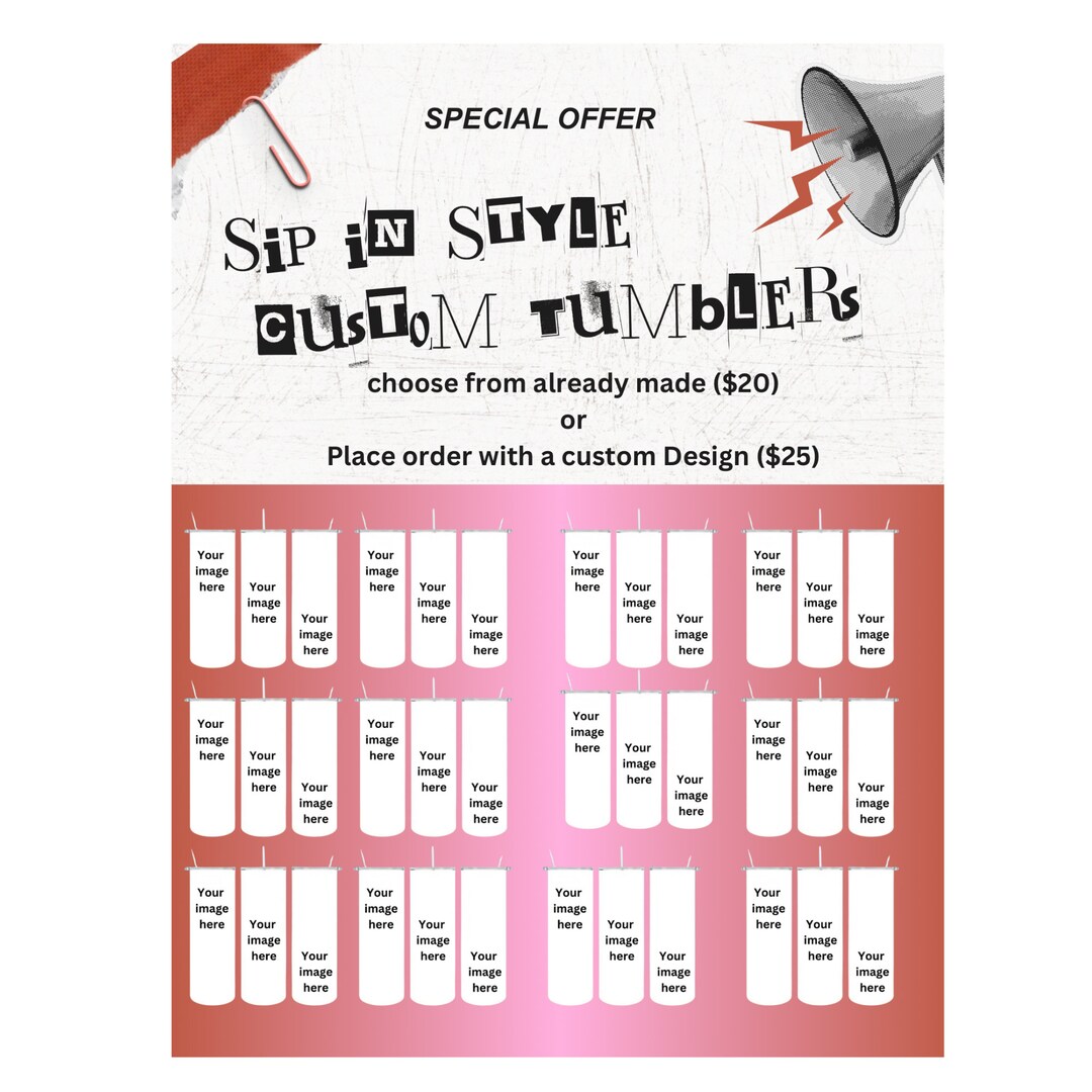 Tumbler Sale Flyer Template Etsy