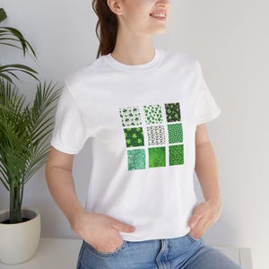 T-shirt trèfle, T-shirt irlandais, Tee Irish Celebration Motif Faux Patchwork, Clover Graphic S-hirt, Cadeau Homme Papa, Cadeau pour mamans