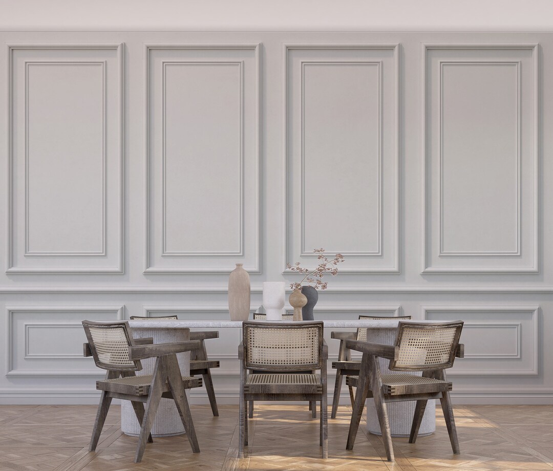 White Wood Panels Wallpaper, White Frame Wallpaper - Etsy