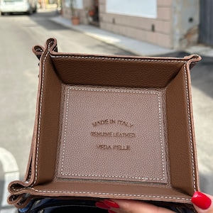 Leather catchall tray Leather organizer Decorative box Leather dice tray Leather container Leather key storage New home gift box