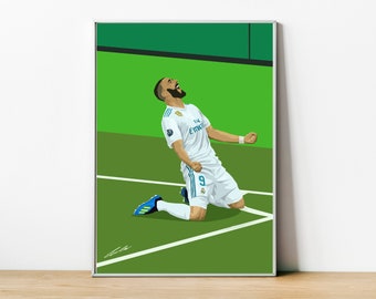 Impression numérique de l'affiche de football du Real Madrid de Karim Benzema
