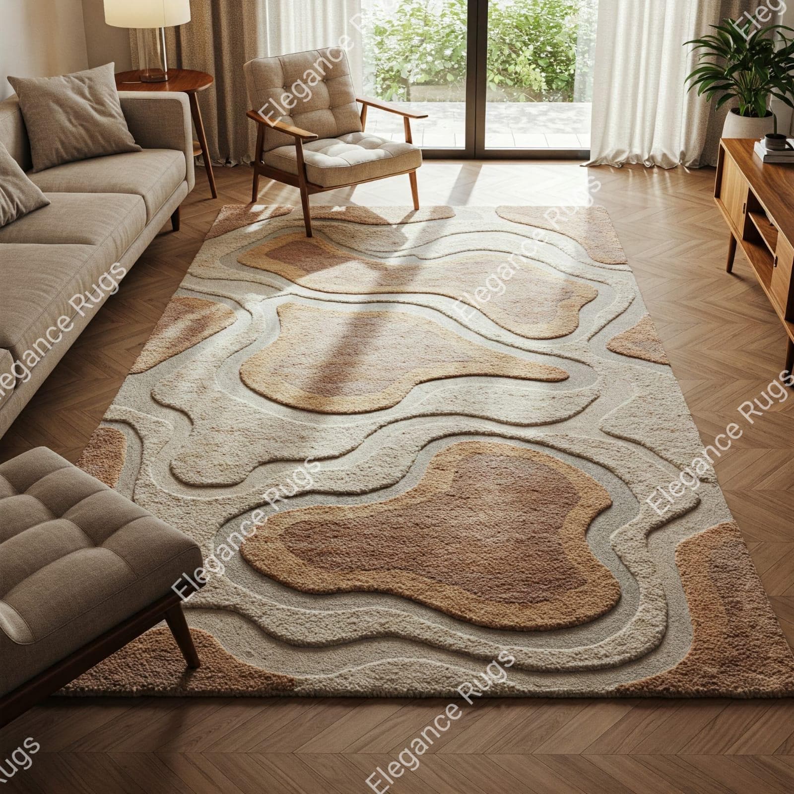 Off White Brown Hand Tufted Abstract Wool Rug, Modern Housewarming Handmade Area  Rug - Etsy, image size:1600x1600