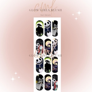 Halloween jack and sally nail water decals