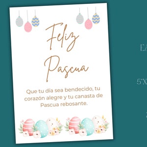 Cartão de Páscoa Espanhol para Imprimir para Amigos e Família | Cartão de Feliz Páscoa Espanhol para Imprimir | Cartão Feliz Pascua | 2 Versões | GIF incluso