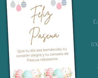 Spanish Easter Printable Card For Friends & Family | Printable Spanish Happy Easter Card | Feliz Pascua Card | 2 Versions | GIF included