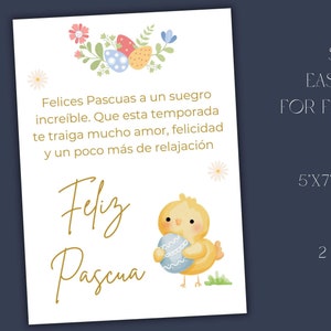 Espagnol Carte de Pâques imprimable pour beau-père | Carte espagnole imprimable Joyeuses Pâques | Papa Feliz Pascua Carte De Vœux | 2 versions | GIF inclus