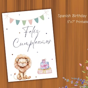Cartão de Feliz Cumpleaños para Imprimir | Cartão de Aniversário Espanhol | Cartão de Aniversário para Imprimir para Amigos | Cartão de Aniversário para Download Instantâneo em Espanhol