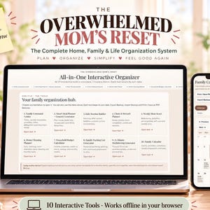 Planejador para Mães Sobrecarregadas | 10 Ferramentas Digitais Interativas | Organizador Imprimível para Casa e Família com 154 Páginas | Planejador para Crianças, Refeições, Limpeza e Orçamento