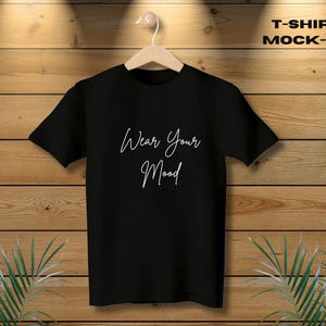 Minimalist Black T-shirt Mockup: Styled Stock Photo (Digital Download)
