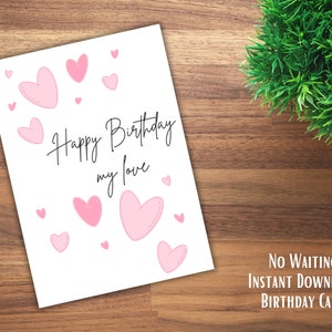 Tarjeta de cumpleaños imprimible / Tarjeta de cumpleaños romántica para novio / Tarjeta de cumpleaños digital para novia / Tarjeta de cumpleaños para amante