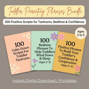 Toddler Parenting Phrases Bundle | 300 Positive Scripts for Tantrums, Bedtime & Confidence | Printable | Ages 2-5