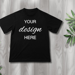Black T-Shirt Mockup: Minimalist Styled Stock Photo (Digital Download)