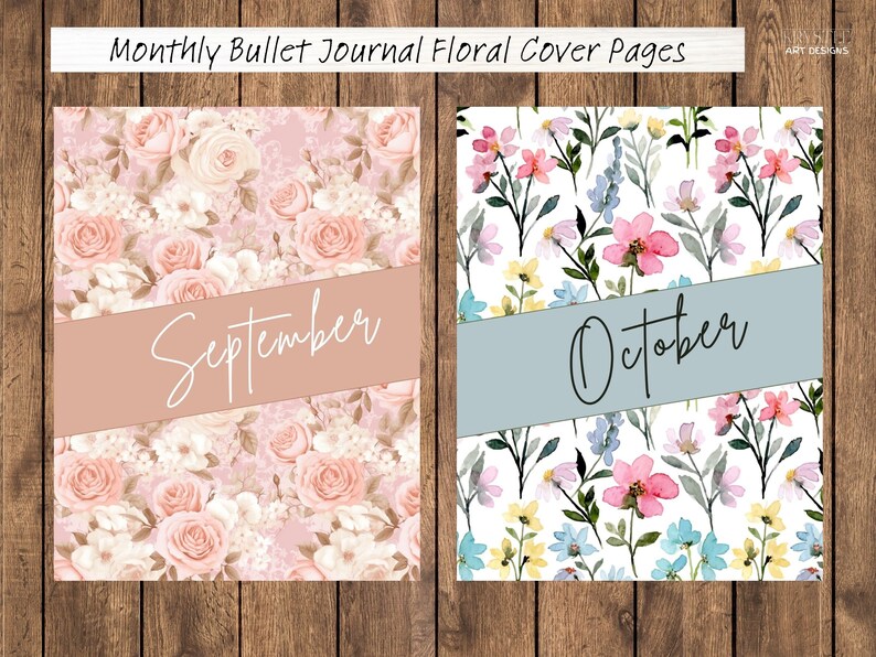 12 Monthly Planner Cover Pages Floral Design A5 & A4 Journal Colorful ...