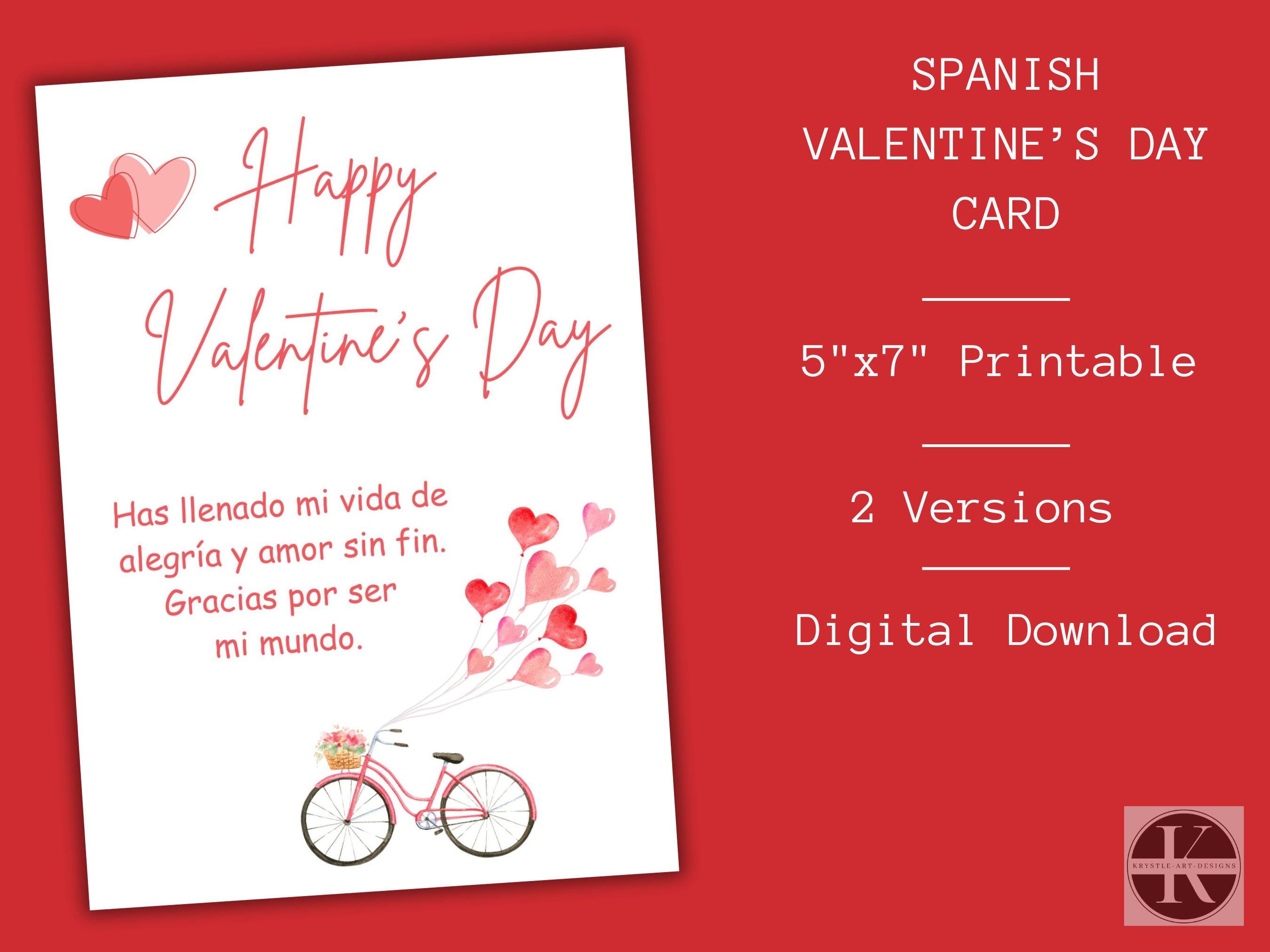 Spanish Valentines Day Printable Card | Feliz Dia De San Valentin