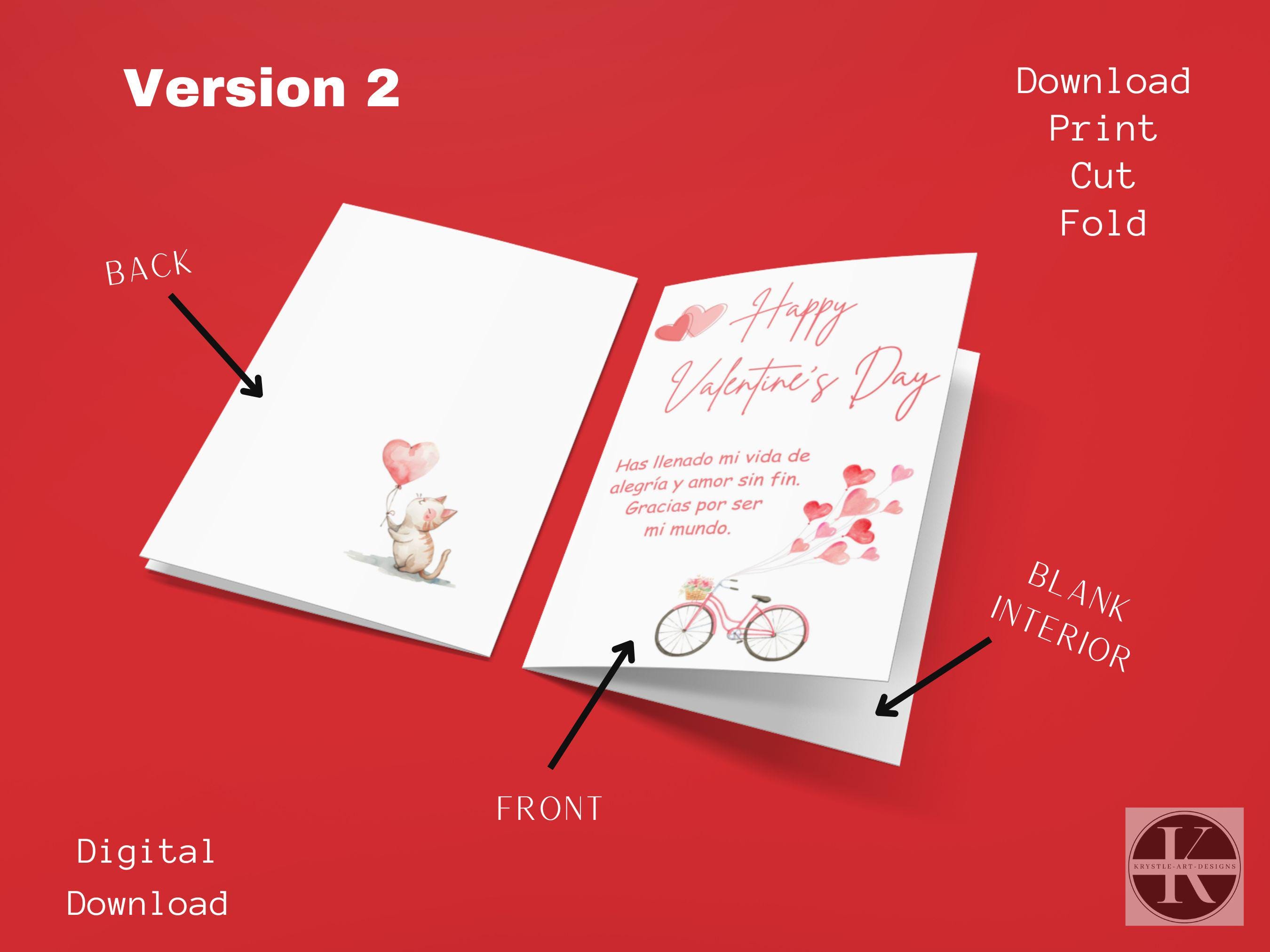 Spanish Valentines Day Printable Card | Feliz Dia De San Valentin Card ...