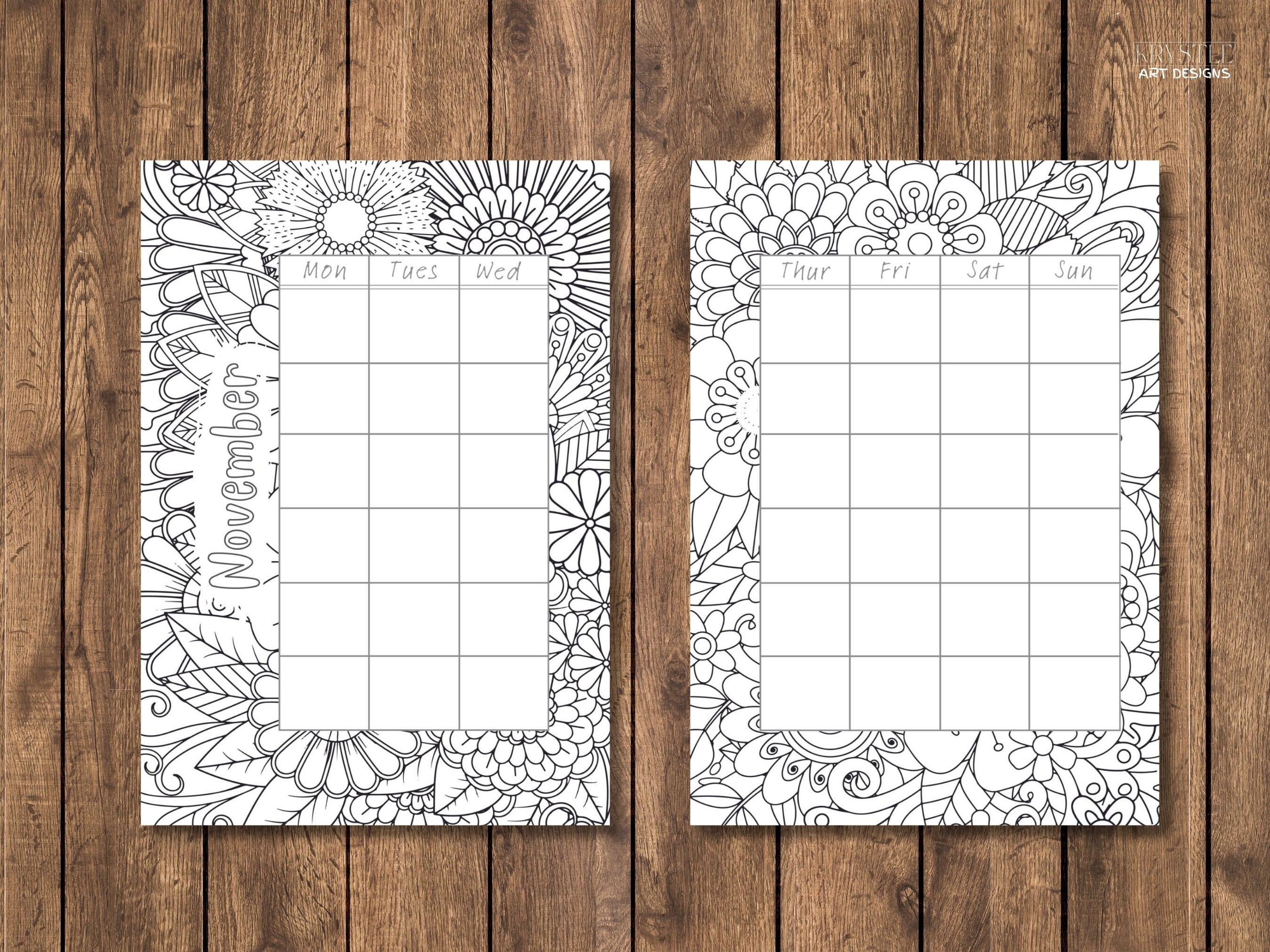 12 Month Calendar Pages With 12 Cover Pages 2 Page Spread Printable A5 ...