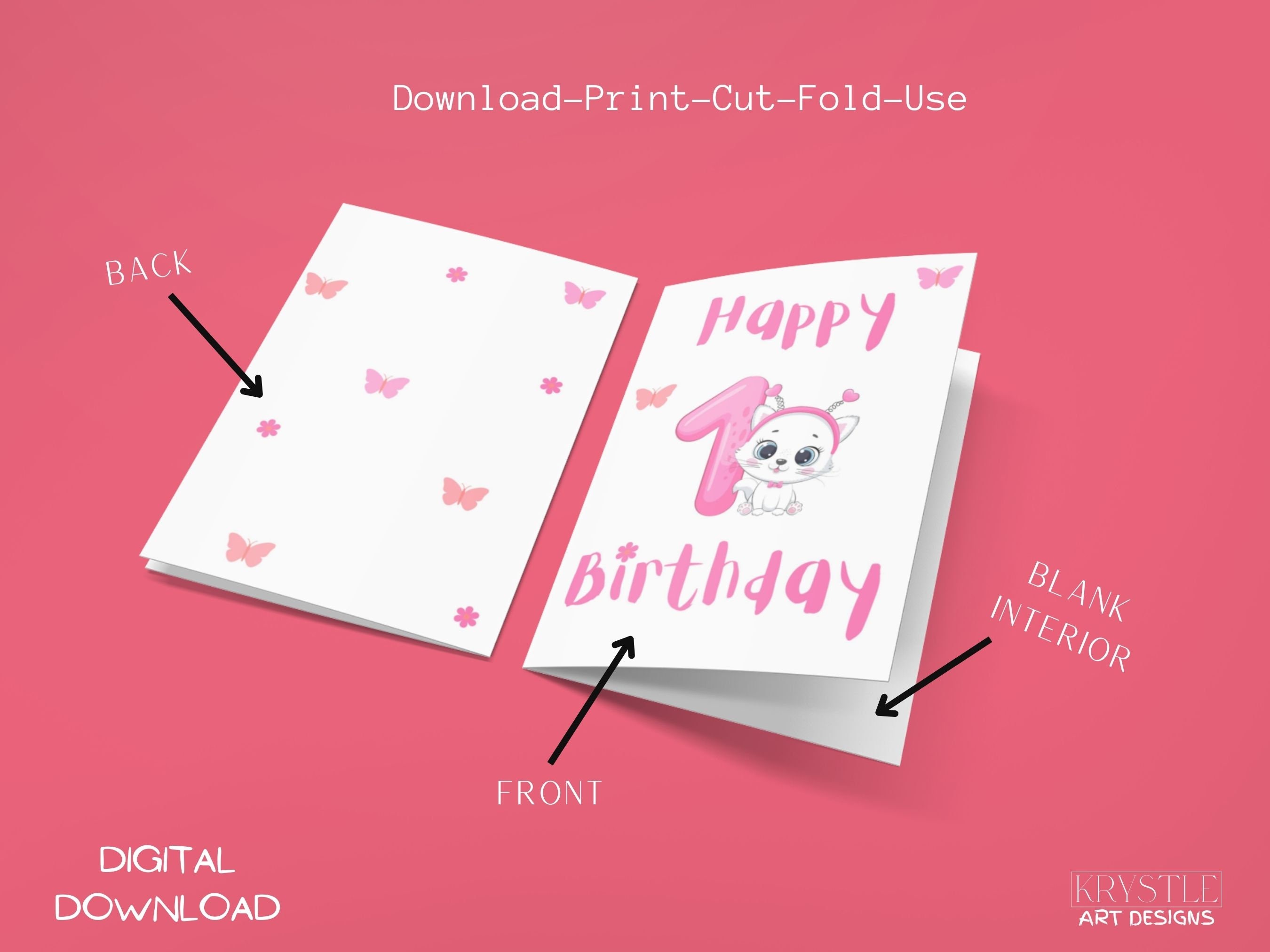 Printable 1st Birthday Card 1st Birthday Card Printable for Children ...
