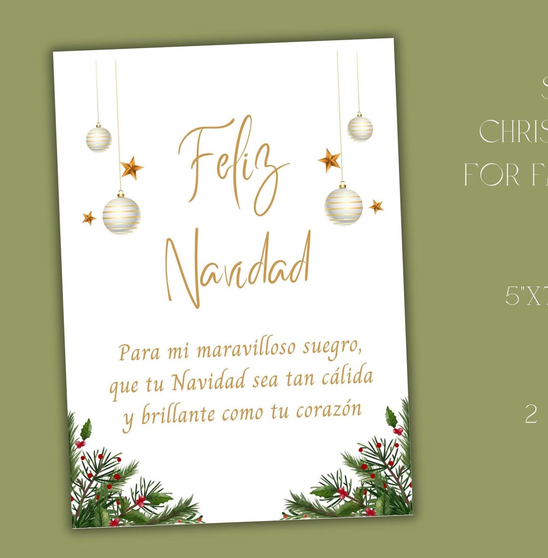 Feliz Navidad Printable Card Printable Spanish Christmas Card Spanish ...