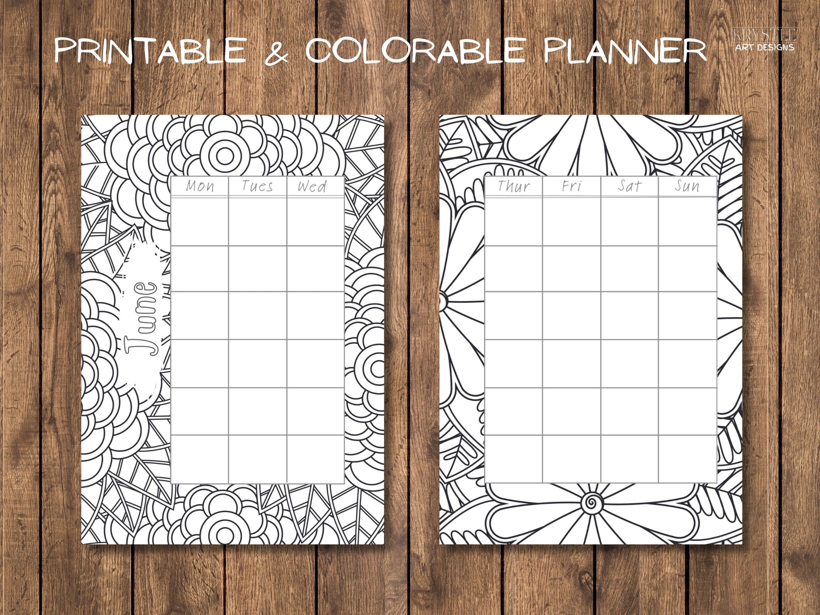 12 Month Calendar Pages With 12 Cover Pages 2 Page Spread Printable A5 ...