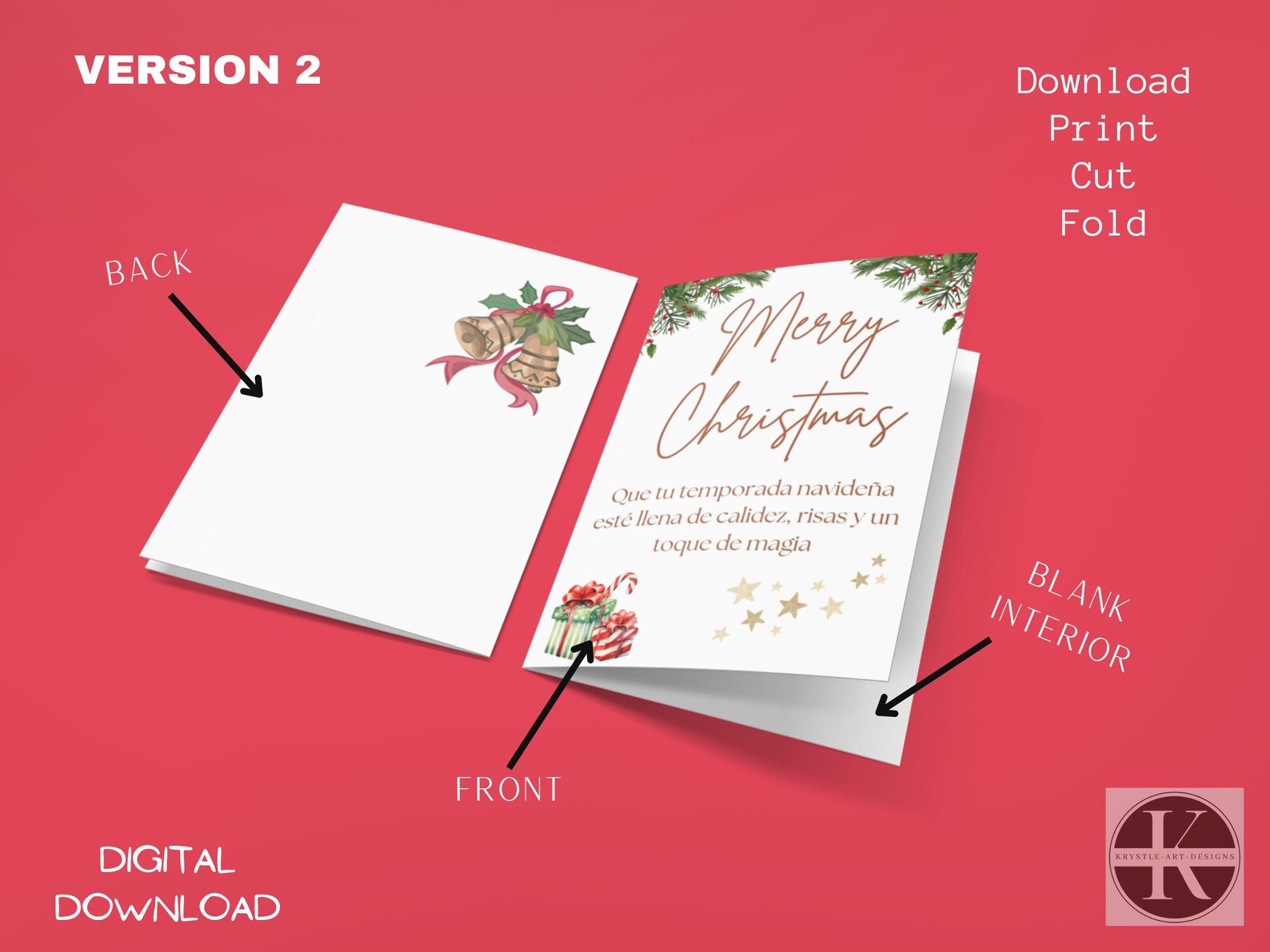 Feliz Navidad Printable Card Printable Spanish Christmas Card Spanish ...