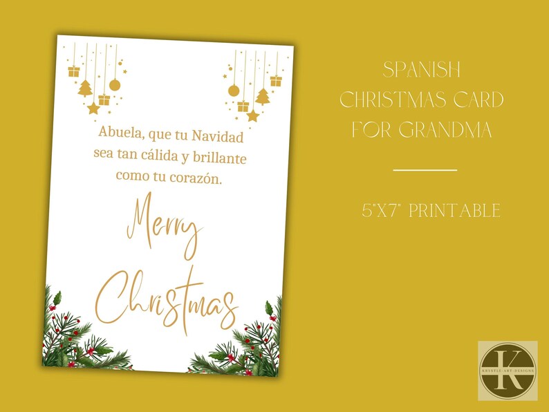 Feliz Navidad Abuela Printable Card Printable Spanish Christmas Card ...