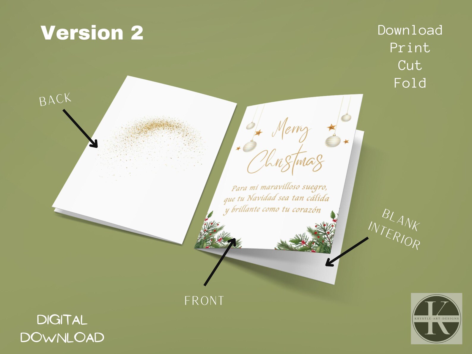 Feliz Navidad Printable Card Printable Spanish Christmas Card Spanish ...