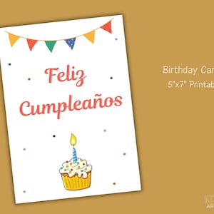 Afdrukbare kaart Feliz Cumpleaños | Afdrukbare Spaanse verjaardagskaart | Spaanse verjaardagskaart voor vrienden