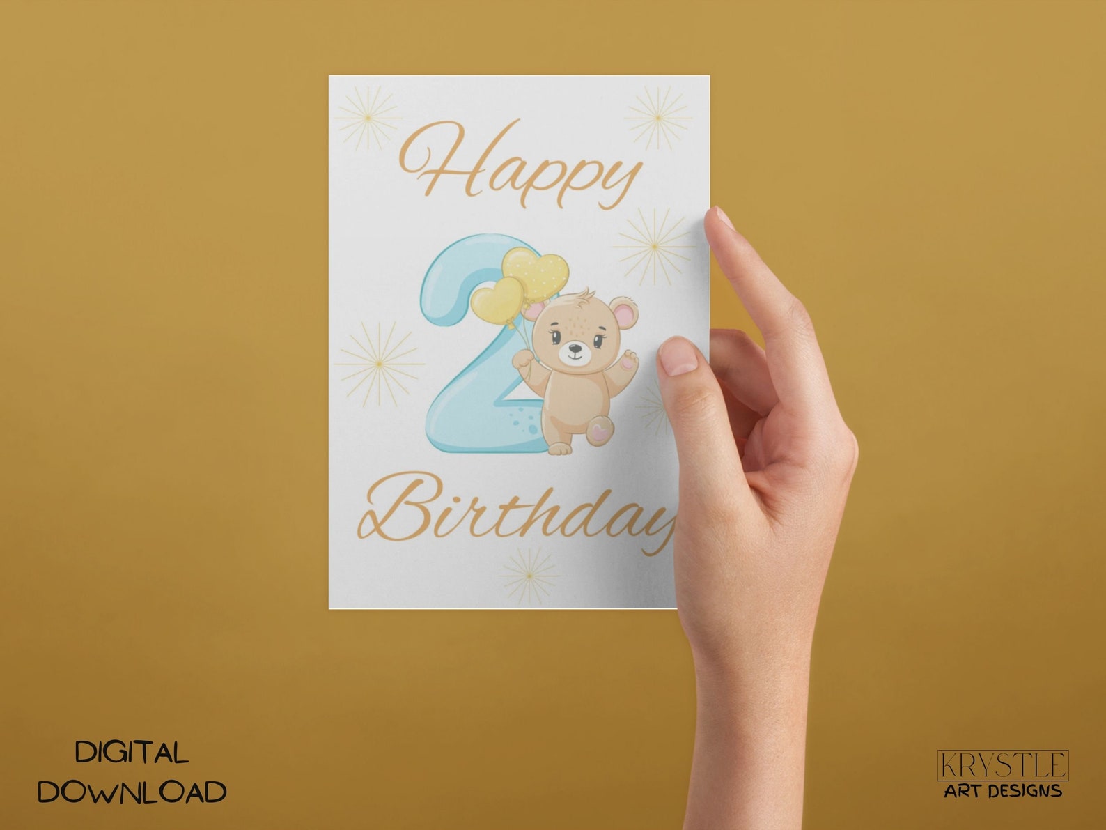 Printable 2nd Birthday Card Happy 2nd Birthday Card Printable for ...