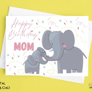 Feliz aniversário mãe | Cartão de aniversário para mamãe | Cartão de aniversário imprimível | aniversário cartão comemorativo | Cartão de aniversário digital | Download instantâneo