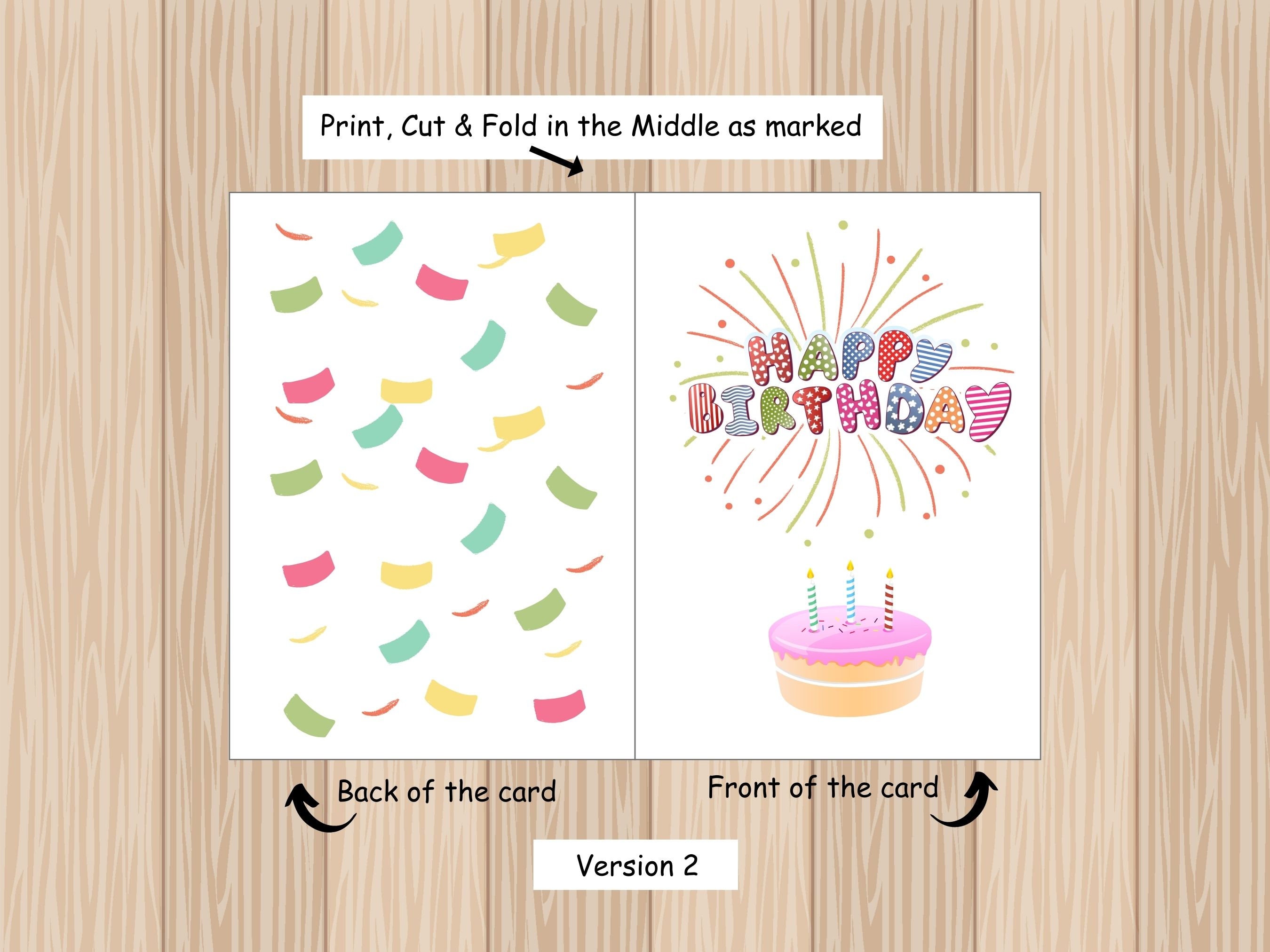 Printable Birthday Card 7x5 Inches Cards for Birthday - Etsy