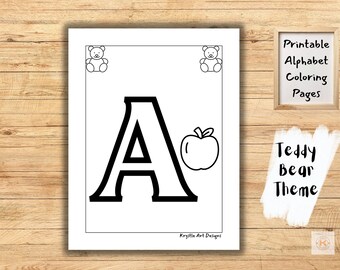 Printable Alphabet Coloring Book Worksheets. Color the Letters. Teddy Bear Theme. 27 Preschool and Kindergarten Coloring Activity Pages