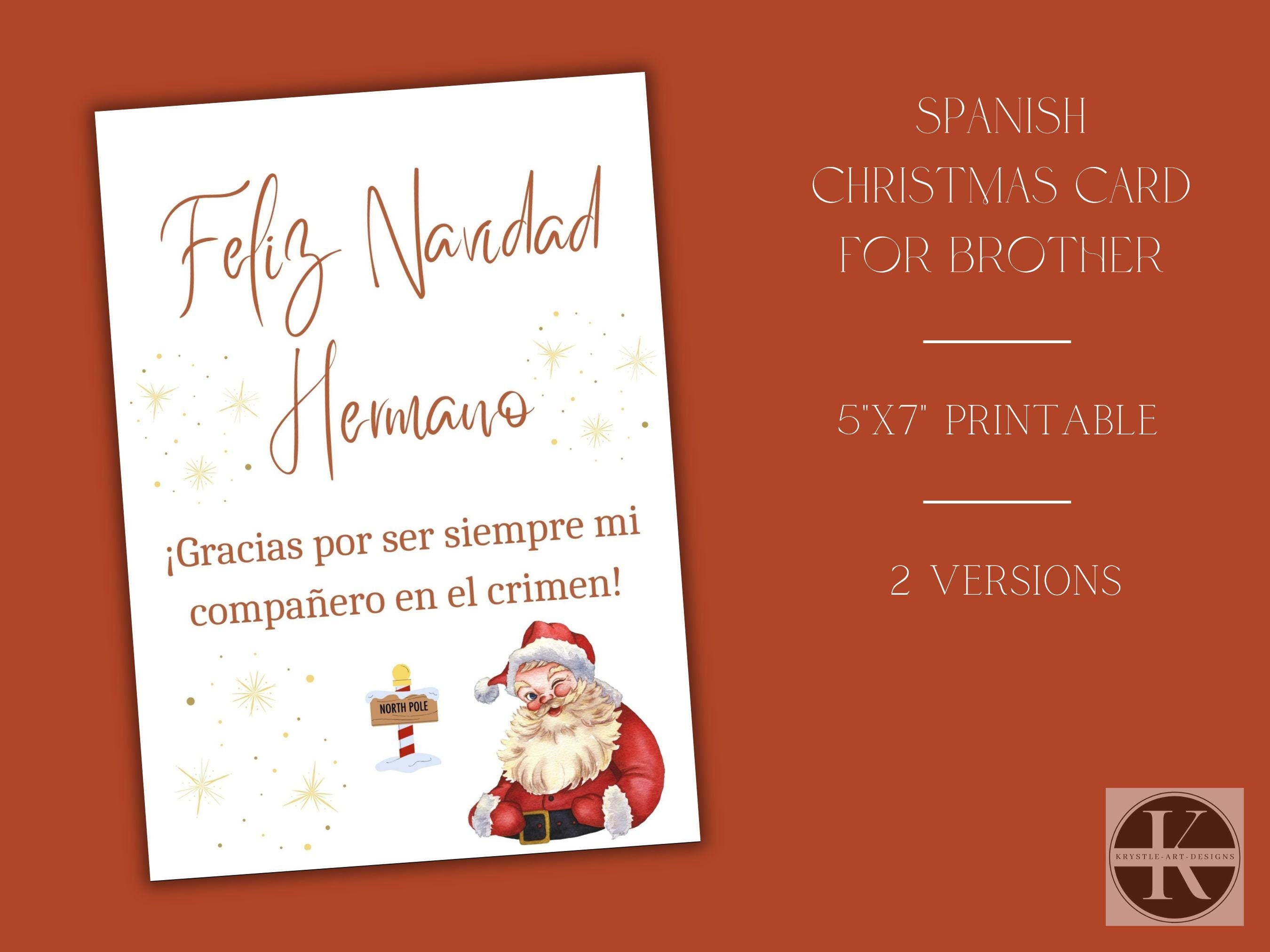 Feliz Navidad Printable Card for Your Brother | Printable Spanish ...