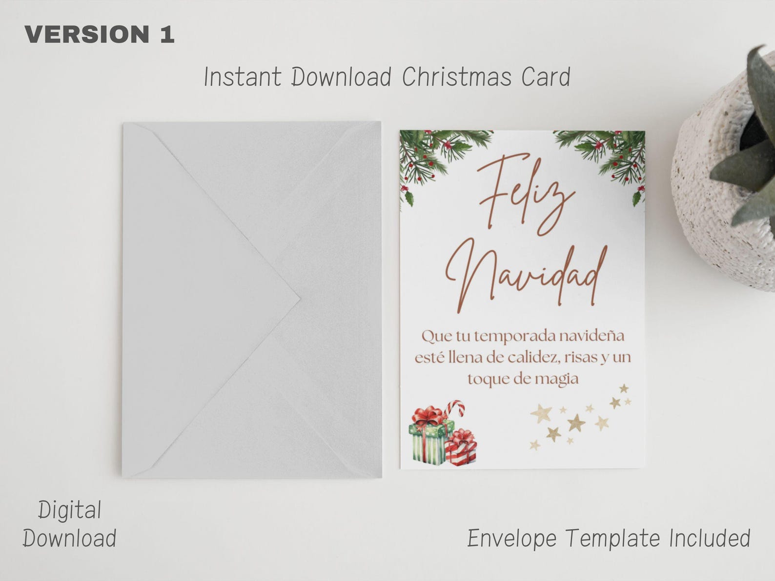Feliz Navidad Printable Card Printable Spanish Christmas Card Spanish