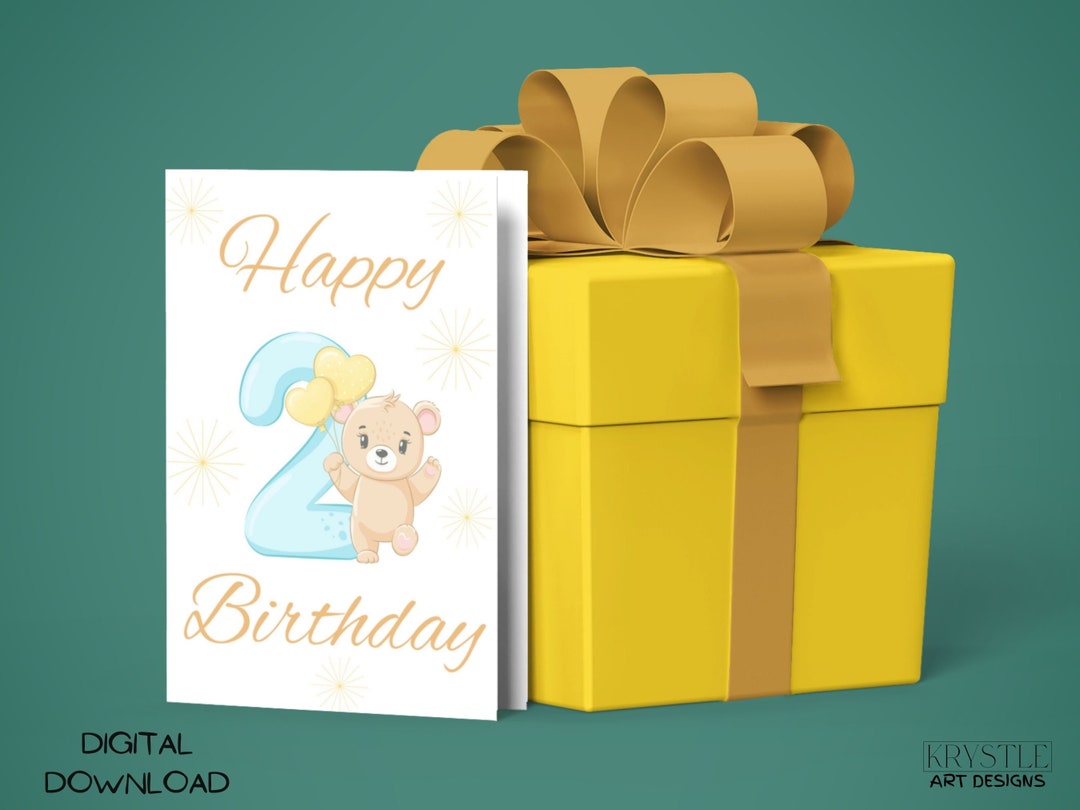 Printable 2nd Birthday Card Happy 2nd Birthday Card Printable for