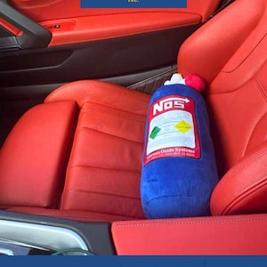 NOS Plush Car Cushion, NOS Bottle Plush Pillow, Car Interior Headrest, Car Accessories, Gifts For Him, Gifts For Dad, Unique Car Gift Idea