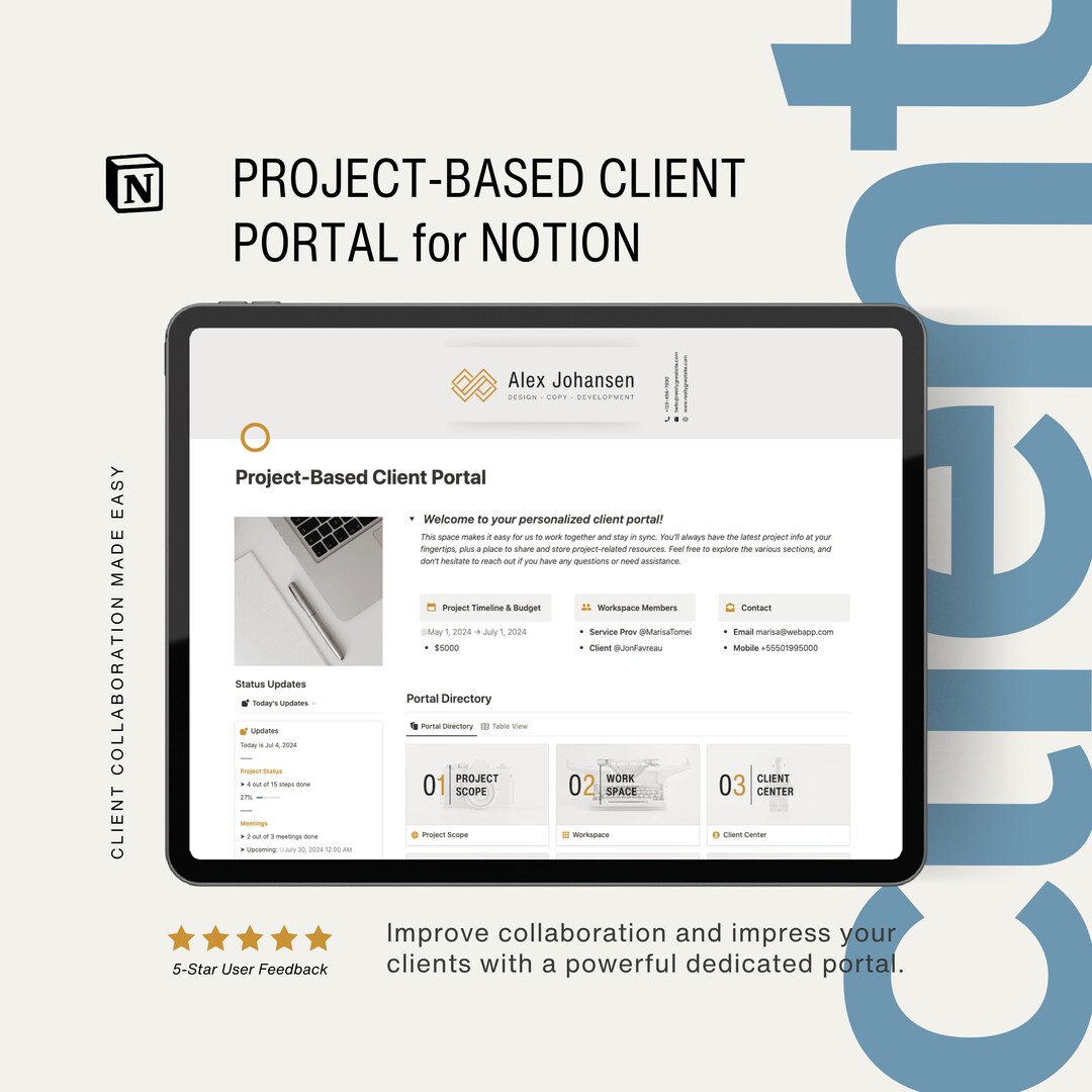 Notion Template Client Portal, Minimalist Client Dashboard, Project ...