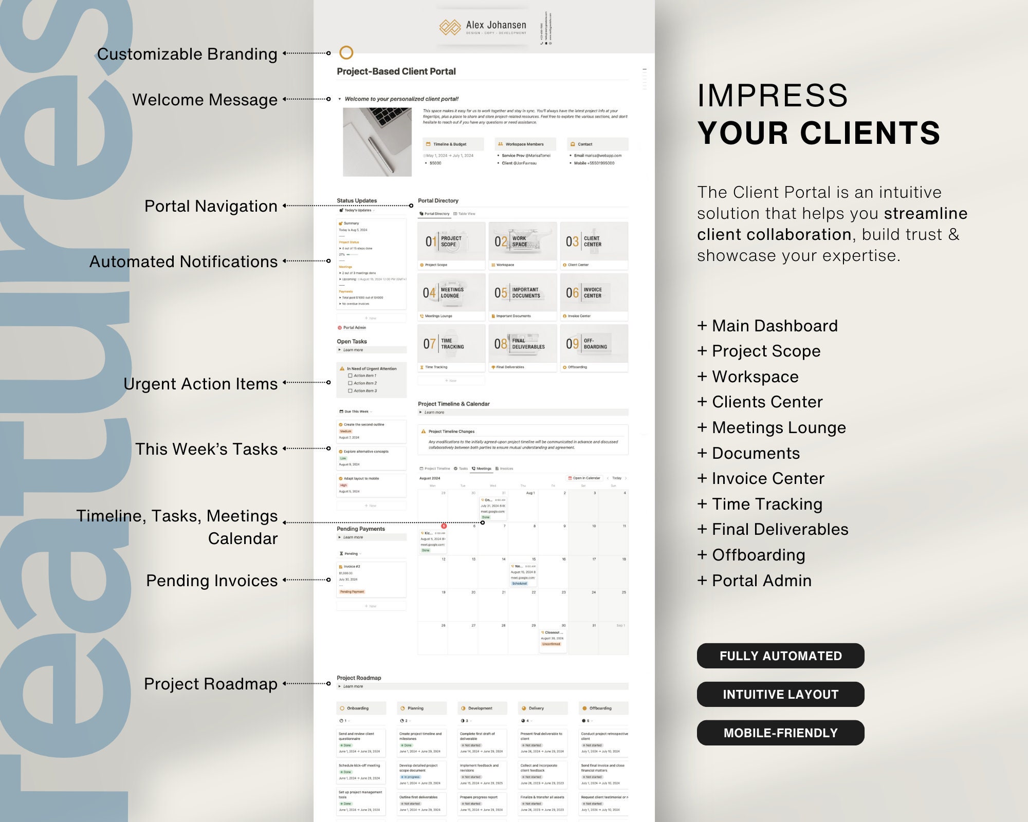 Notion Template Client Portal, Minimalist Client Dashboard, Project ...