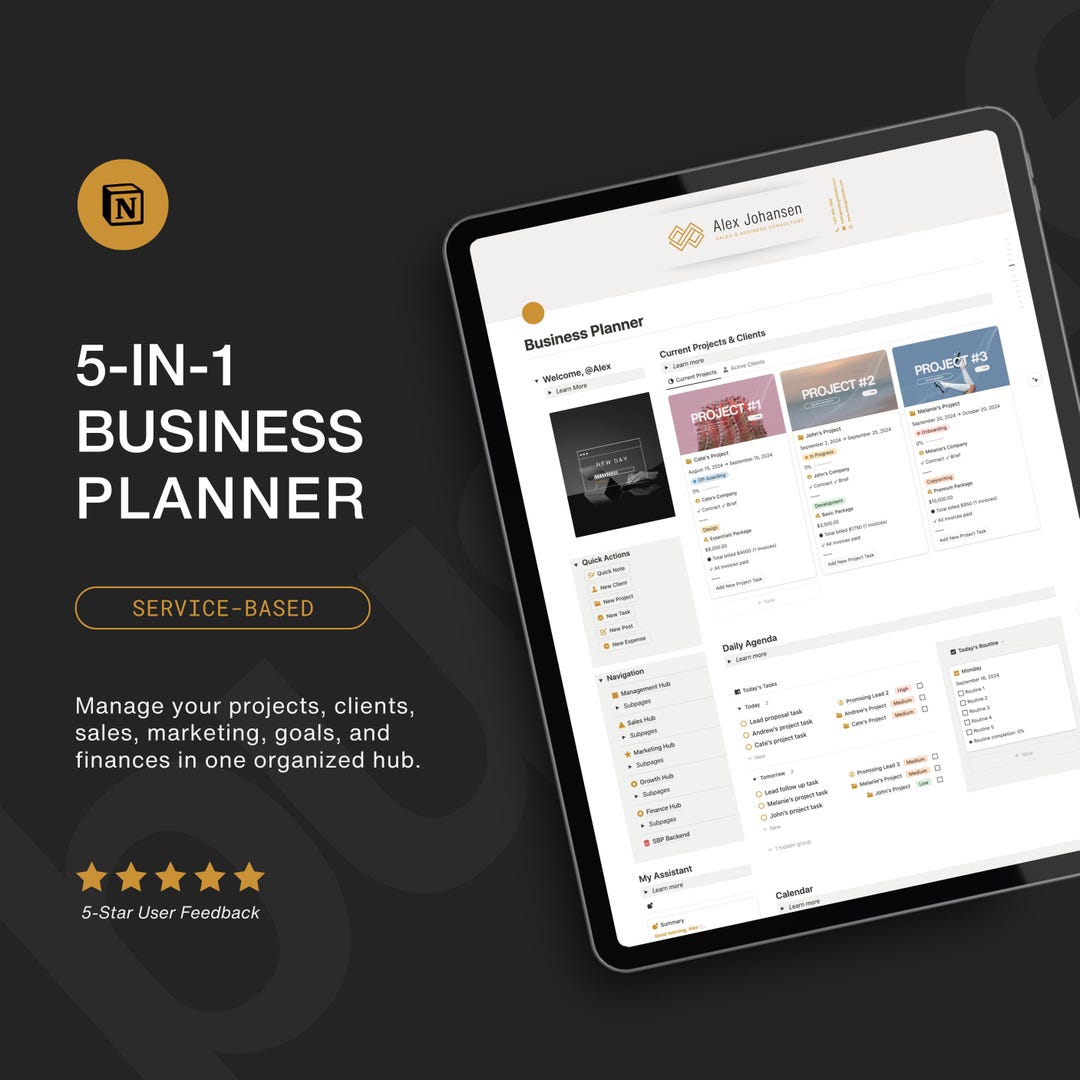 Small Business Planner Notion Template With Project Management, CRM ...